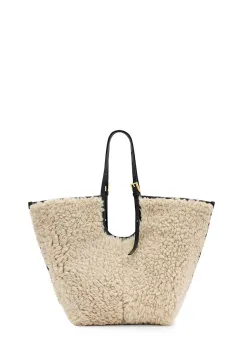 AllSaints geanta de lana ARA culoarea bej, W216XD imagine