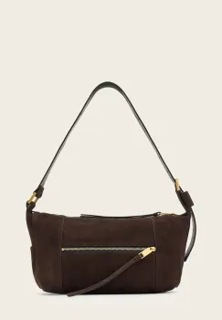 AllSaints geanta de mana din piele intoarsa culoarea maro, W346XD imagine