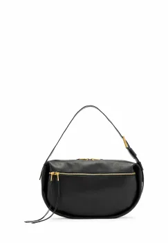 AllSaints geanta de mana din piele intoarsa culoarea negru, W567XD imagine