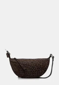 AllSaints geanta de mana din piele intoarsa HALFMOON culoarea maro, W355XD imagine