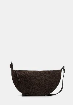 AllSaints geanta de mana din piele intoarsa HALFMOON culoarea maro, W357XD imagine