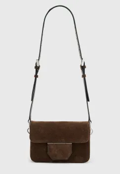 AllSaints geanta de mana din piele intoarsa JUPITER culoarea maro, W363XD imagine