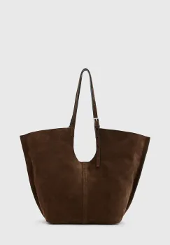 AllSaints geanta de piele intoarsa ARA culoarea maro, W338XC imagine
