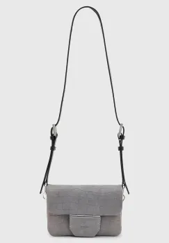 AllSaints geanta de piele JUPITER culoarea gri, W354XC imagine