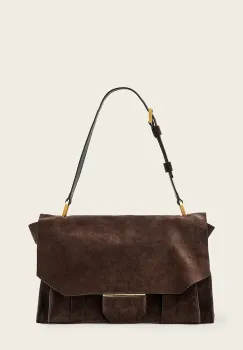 AllSaints geanta din nubuck URSA culoarea maro, W321XC imagine