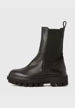 AllSaints ghete chelsea de piele Billie femei, culoarea negru, cu toc plat, WF033V imagine
