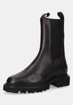 AllSaints ghete chelsea de piele HALLIE BOOT culoarea maro, cu toc plat, W115FB imagine