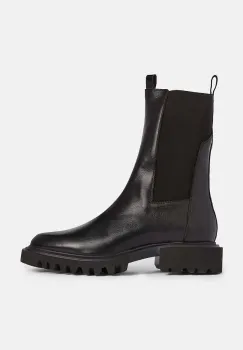 AllSaints ghete chelsea de piele Hallie Boot femei, culoarea negru, cu toc plat, W115FB imagine