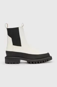 AllSaints ghete chelsea de piele Harlee femei, culoarea bej, cu toc plat imagine