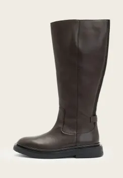 AllSaints ghete de piele Escher Rider Boot culoarea maro, cu toc plat, W083FD imagine