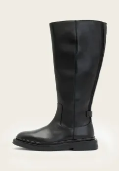 AllSaints ghete de piele Escher Rider Boot culoarea negru, cu toc plat, W083FD imagine