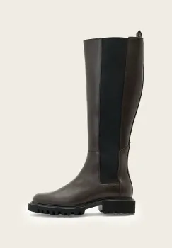 AllSaints ghete de piele MAEVE BOOT culoarea maro, cu toc plat, W098FB imagine