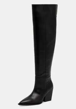 AllSaints ghete de piele Reina Zip Boot culoarea negru, cu toc drept, W024FD imagine