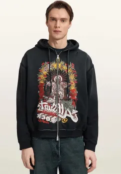 AllSaints hanorac cu gluga pentru barbati, din bumbac ROQUE imagine