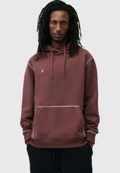 AllSaints hanorac de bumbac AMIR barbati, culoarea bordo, cu gluga, neted, M038NB imagine
