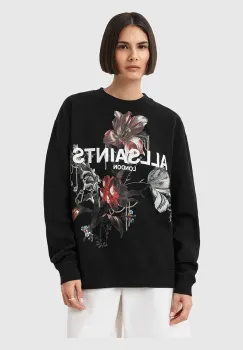 AllSaints hanorac de bumbac ANIA culoarea negru, cu imprimeu, W144JD imagine