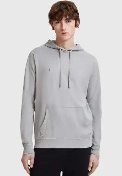 AllSaints hanorac de bumbac BRACE barbati, culoarea gri, cu gluga, neted, M034JB imagine