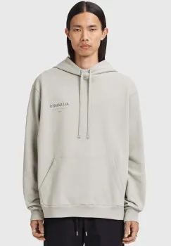 AllSaints hanorac de bumbac FUTURE culoarea gri, cu gluga, cu imprimeu, M002ND imagine