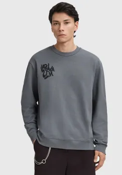 AllSaints hanorac de bumbac ORLANDO culoarea gri, cu imprimeu, M058NB imagine