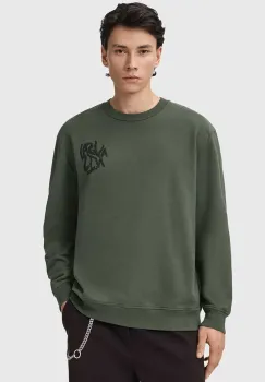 AllSaints hanorac de bumbac ORLANDO culoarea verde, cu imprimeu, M058NB imagine