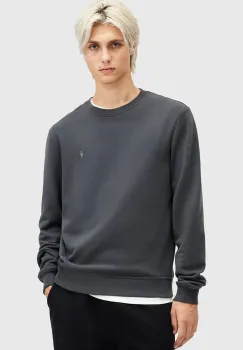 AllSaints hanorac de bumbac RAVEN CREW barbati, culoarea bej, neted, M037NB imagine