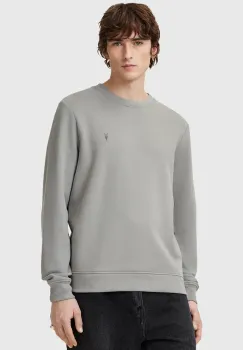 AllSaints hanorac de bumbac RAVEN CREW barbati, culoarea gri, neted, M037NB imagine