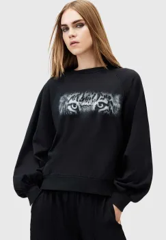 AllSaints hanorac de bumbac STARE CYGNI femei, culoarea negru, cu imprimeu, W089JB imagine