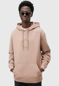 AllSaints hanorac de bumbac TIERRA barbati, culoarea bej, cu gluga, cu imprimeu, M036NB imagine