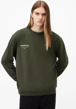AllSaints hanorac de bumbac UNDERGROUND barbati, culoarea maro, cu imprimeu, M033NB imagine
