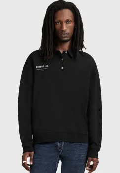 AllSaints hanorac de bumbac UNDERGROUND barbati, culoarea negru, cu gluga, neted, M046NB imagine