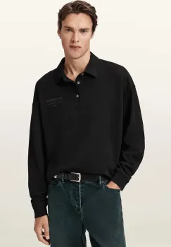 AllSaints hanorac de bumbac XANDER culoarea negru, uni, M020NC imagine