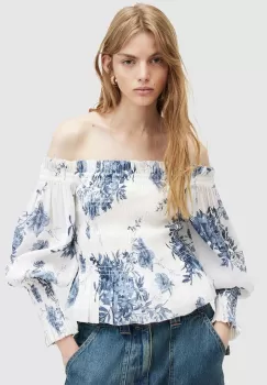 AllSaints hanorac din amestec de matase LARA DEKORAH TOP modelator, WM552Z imagine