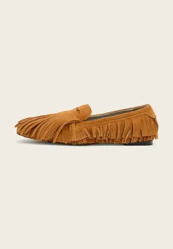 AllSaints mocasini de dama din piele intoarsa Sandy Fringe Loafer imagine