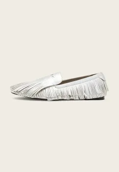 AllSaints mocasini de dama din piele Sandy Fringe Loafer imagine