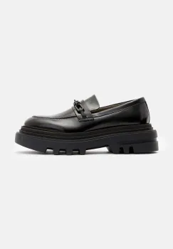 AllSaints mocasini de piele Alexia Chain Loafer femei, culoarea negru, cu platforma, W060FB imagine
