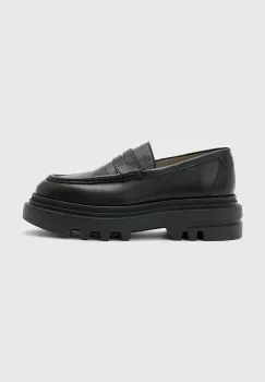 AllSaints mocasini de piele BETH LTHR LOAFER culoarea negru, cu toc plat, W059FD imagine