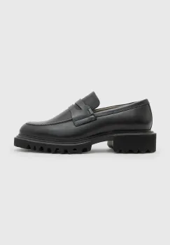 AllSaints mocasini de piele Lola Loafer femei, culoarea negru, cu platforma, W102FB imagine