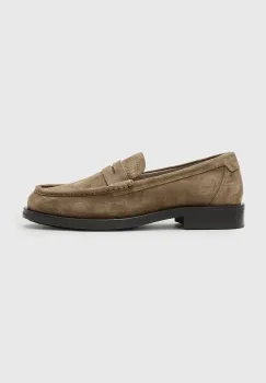 AllSaints mocasini din piele intoarsa Bloom Suede Loafer barbati, culoarea maro, M022FC imagine