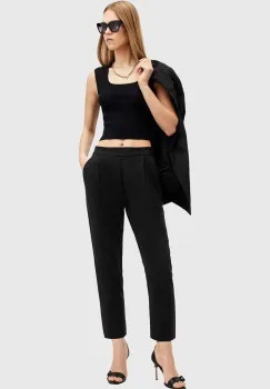 AllSaints pantaloni ALEIDA TRI TROUSER femei, culoarea negru, fason chinos, medium waist, W009QZ imagine