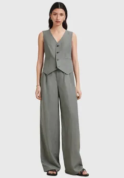 AllSaints pantaloni AVERIE culoarea gri, lat, medium waist, W045QC imagine