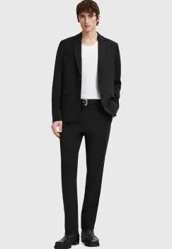 AllSaints pantaloni BAY barbati, culoarea negru, drept, M018QC imagine