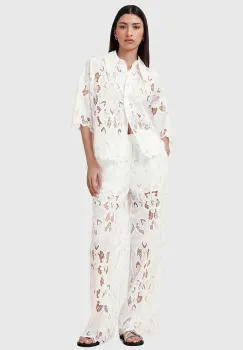 AllSaints pantaloni CHARLI culoarea alb, drept, high waist, W080TC imagine