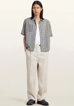 AllSaints pantaloni cu lana TALLIS culoarea bej, drept, M021TD imagine