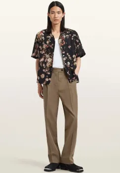 AllSaints pantaloni cu lana TALLIS culoarea maro, drept, M021TD imagine