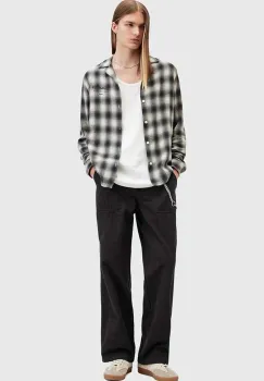 AllSaints pantaloni de bumbac CREEK TROUSER culoarea negru, drept, M021TB imagine