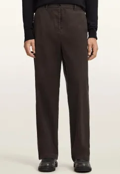 AllSaints pantaloni de bumbac culoarea maro, drept, M026TD imagine