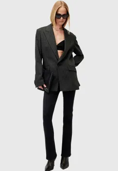 AllSaints pantaloni de bumbac DANI SIZEME BOOTCUT culoarea negru, evazati, high waist, W043EB imagine