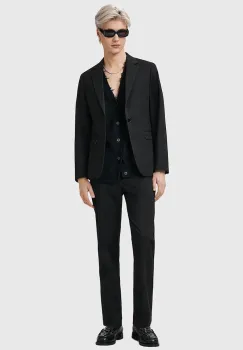 AllSaints pantaloni de bumbac ODIN culoarea negru, drept, M025QC imagine