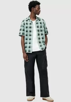 AllSaints pantaloni de bumbac VERGE culoarea negru, drept, M011TA imagine