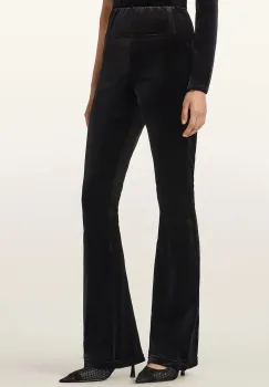 AllSaints pantaloni de catifea culoarea negru, high waist, W060TD imagine